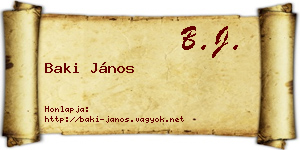 Baki János névjegykártya