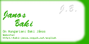 janos baki business card